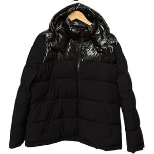 Calvin Klein Infinite Stretch Black Hooded Puffer Coat. XL.